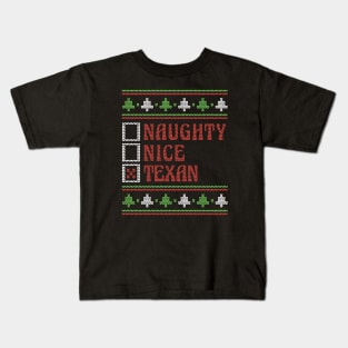 Retro Naughty Nice Texan // Ugly Xmas Sweater Style Kids T-Shirt